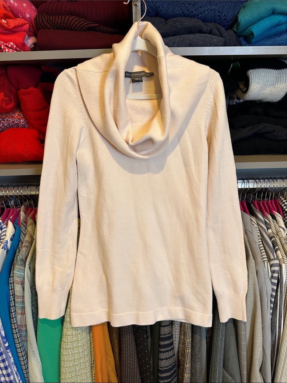 French Connection pink long sleeve cowl neck sweater size S